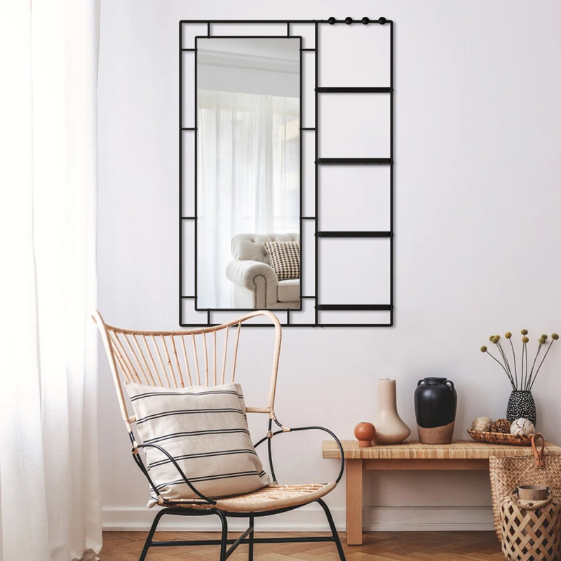 Miroir de salle de bain mural, 44,07 po x 30,07 po, Noir