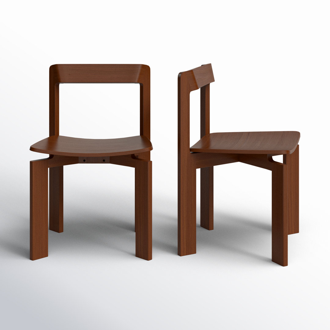 Leola Solid Wood Low Back Side Chair in Brown (Set of 2) AllModern