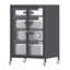 Armoire de rangement multimédia haute 35,8 po avec roulettes, meuble télé stéréo AV avec 4 tablettes et porte réglables en verre, structure en acier robuste pour le salon, assemblage facile
