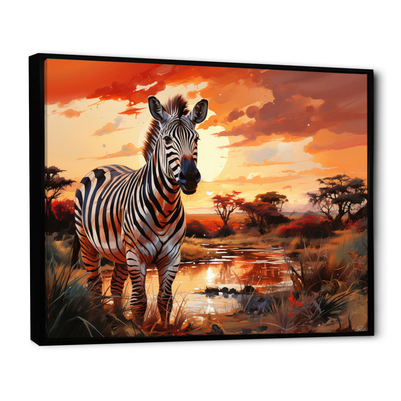 Zèbre marchant en Afrique I, reproduction d'art sur toile, Noir, H 12 po x l 20 po x P 1 po