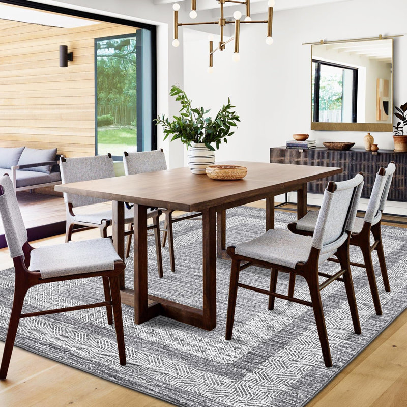 Rectangle Abstract Area Rug, Gray, Rectangle 240 x 340 cm
