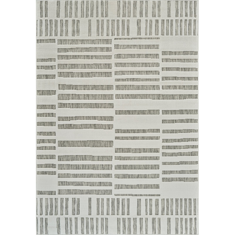Rug Branch Linea 5' x 7' (5'3" x 7'1") Cream/Beige Striped Indoor Area Rug, Contemporary, Low Pile, Stain-Resistant Carpet - Living Room, Bedroom, Dining Room, and Kitchen