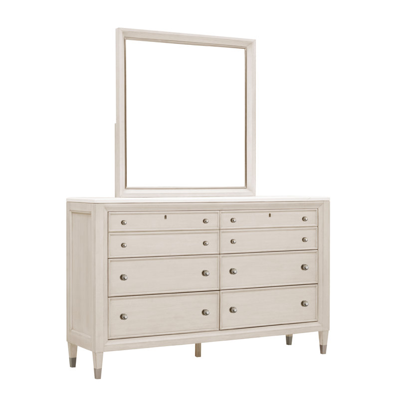 Beige Transitional Rectangular Dresser Mirror