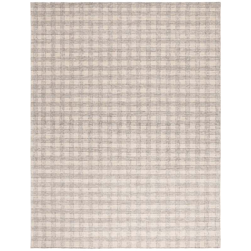 Dolf Natural Fiber Hand Tufted Jute/Wool/Cotton Plaid Rug in Grey/Beige, Rectangle 3" x 5"