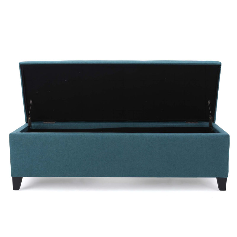 Schmit Fabric Upholstered Storage Bench, Teal, 16.25" H x 51.25" W x 17.50" D