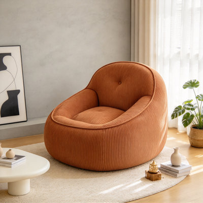 Pouf ergonomique en velours côtelé orange pour adultes, pouf doux en fausse fourrure, emballé sous vide, soutien du dos, de la nuque et de la tête pour la détente dans la chambre ou le dortoir.