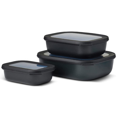 Mepal Cirqula Set of 3 Rectangular Food Containers 500ml 1000ml 2000ml - Nordic 