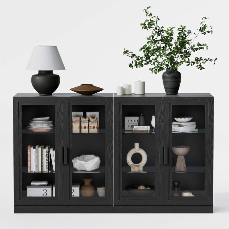 Mance Sideboard Media Console, Black, 36" H x 62" W x 16" D