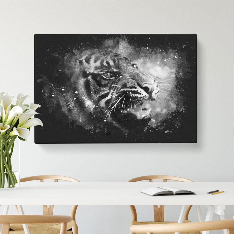 Tiger Vol.4 Paint Splash - Wrapped Canvas, 40cm H x 60cm W x 3cm D