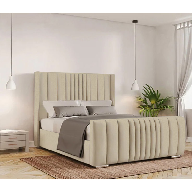 Schwamm Upholstered Bed Frame, Coffee, Small Double (4')