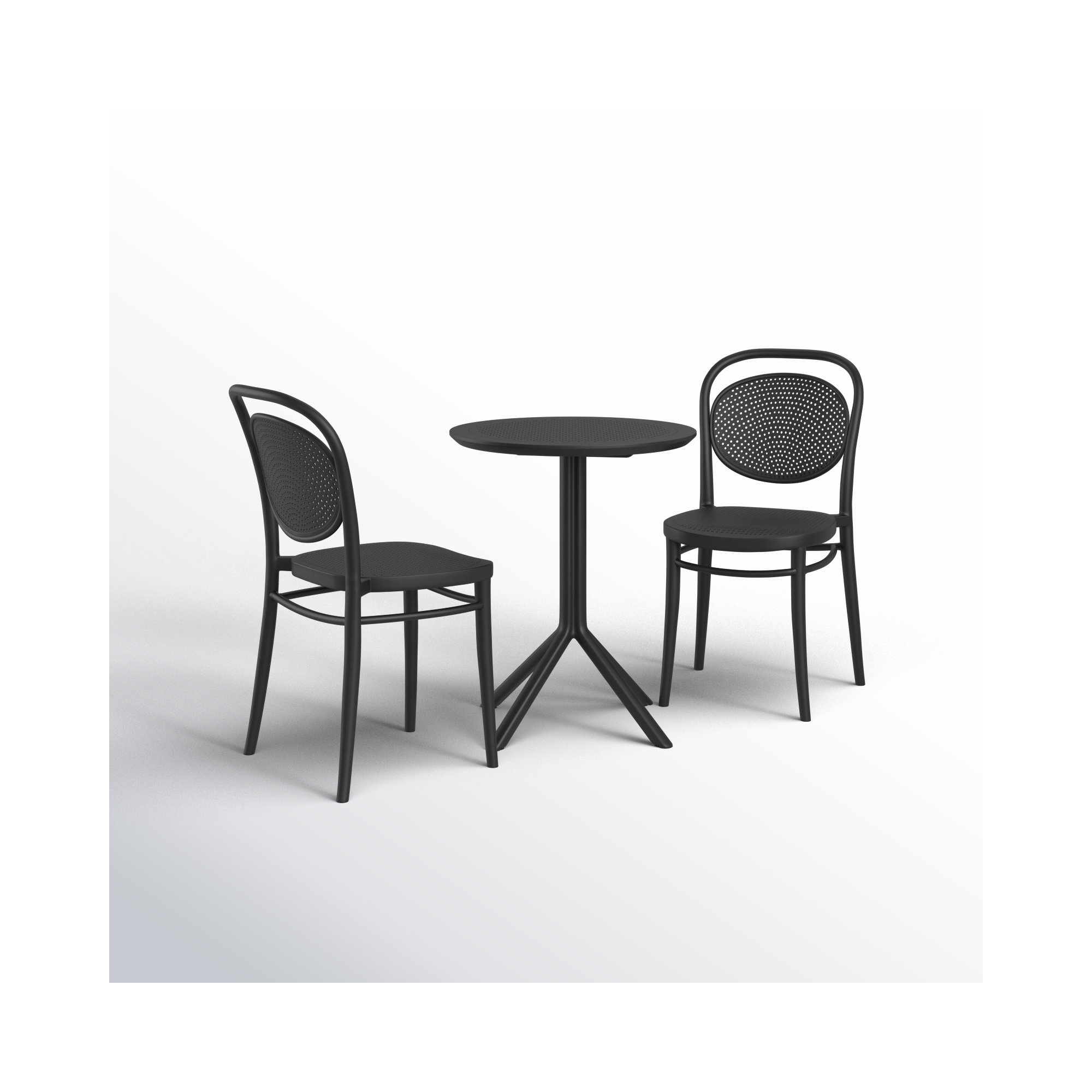 Farrah Round 2 - Person 24" Long Bistro Set, Black