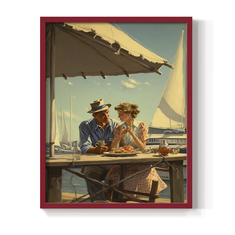 Série NAUTICAL DCxxxix, reproduction encadrée - bois massif, Rouge, H 21 po x l 17 po