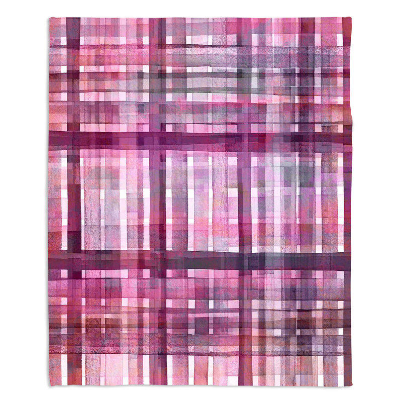 Couverture sherpa doux mauve rose écossais, l 51 po x L 60 po