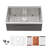 Undermount Kitchen Sink 16G Single Basin Kitchen Sink with Basket Strainer and Bottom Grid-124064481-131100090