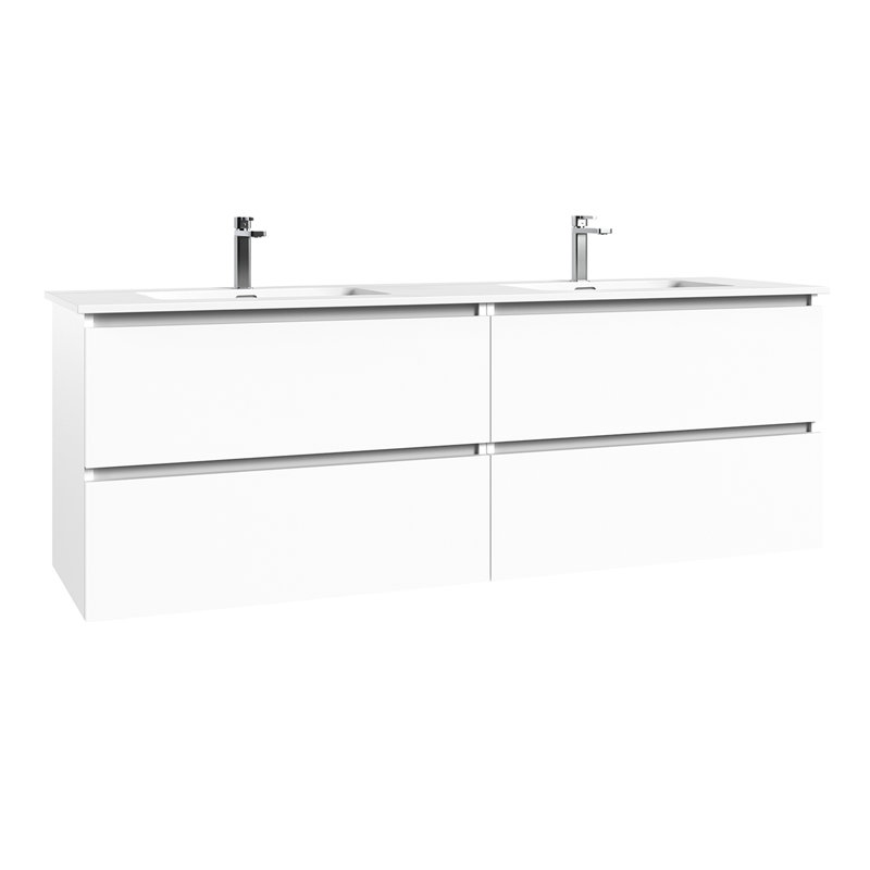 Flora C160D 63.0" Wall Mounted Bathroom Vanity, Gray Pine