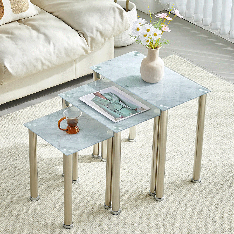 Deion 5 - Piece Living Room Table Set, Gold, White