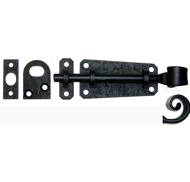 Matte Black Forged Iron Surface Bolt for Gates and Cabinets
