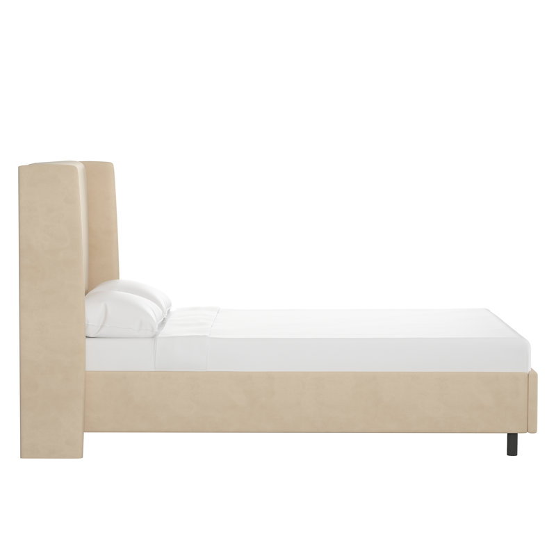 Tilly Upholstered Low Profile Platform Bed, Queen, Classic Pearl Performance Velvet