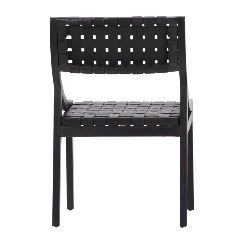 Leather Side Chair in Black, Black, Black