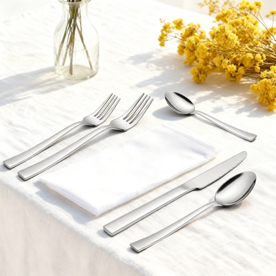 Ensemble de couverts 60 pièces en acier inoxydable pour 60 avec plateau de rangement, couverts argentés polis miroir pour la maison et le restaurant, va au lave-vaisselle