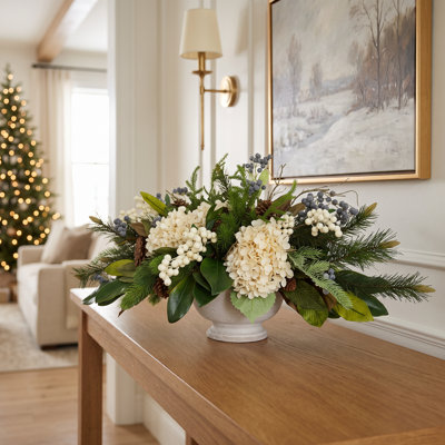 Holiday Centerpiece with Pinecones and Berries