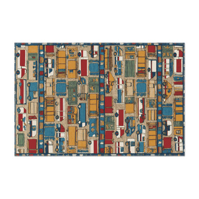 Transportation Gray Indoor and Outdoor Area Rug