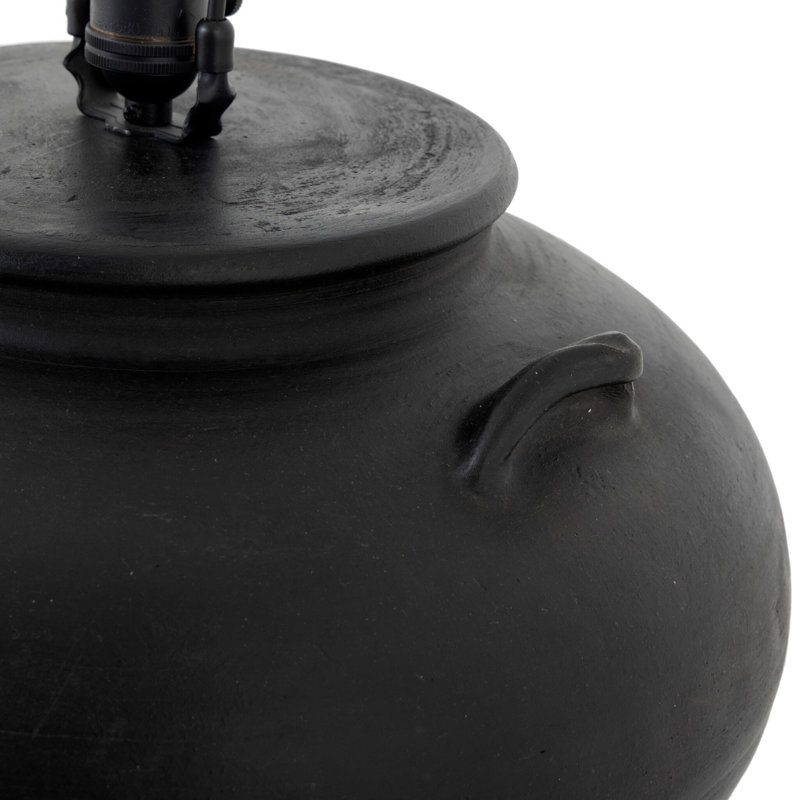 Civita Table Lamp, Aged Black Terracotta