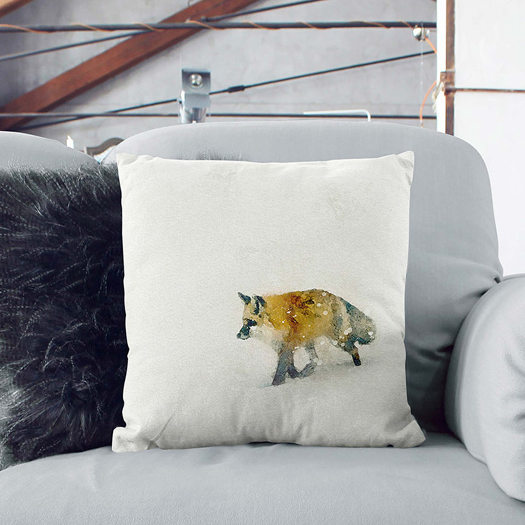 A Fox Alone in the Winter in Abstract Cushion with Filling