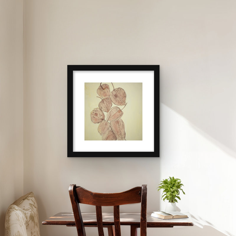 Closed ground cherries - Rustic Brown Framed Matted Print