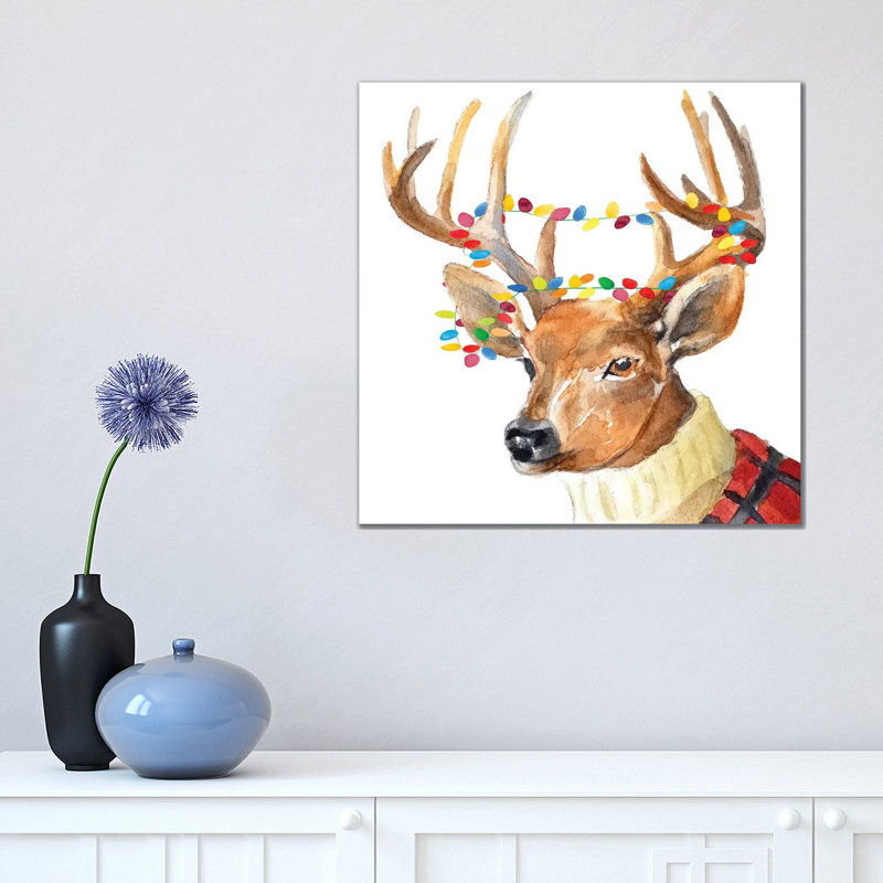 Christmas Lights Reindeer Sweater by Lanie Loreth - Wrapped Canvas Painting, 45.72cm H x 45.72cm W x 1.905cm D