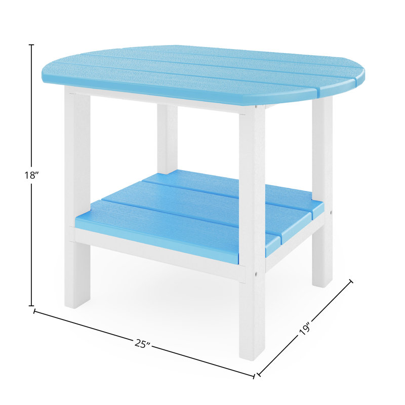 Table d'appoint ovale d'extérieur Ippolito, Destin - blanc, Bleu d'été