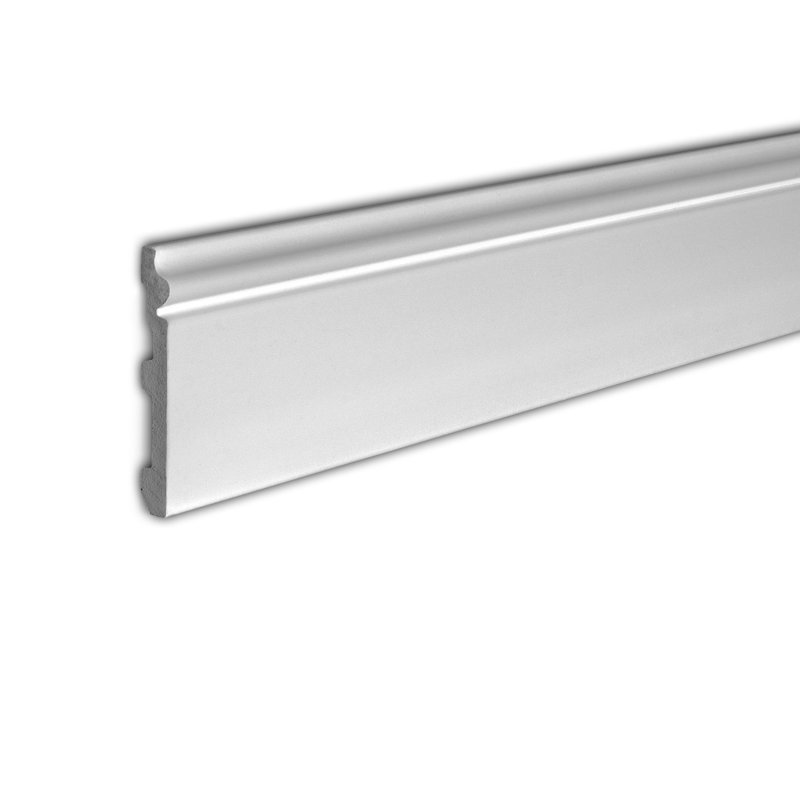 Primed White Polystyrene Modern Baseboard Moulding 4.75" x 8'