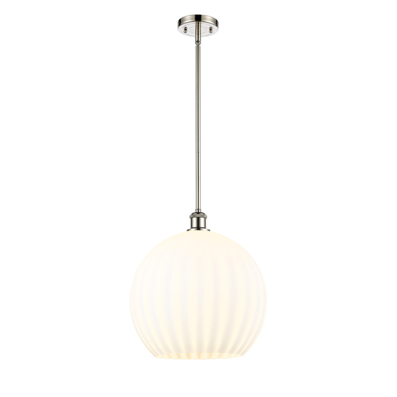 Luminaire suspendu 1 lumière Sabanc, H 16,63 po x l 13,75 po x P 13,75 po, Nickel poli