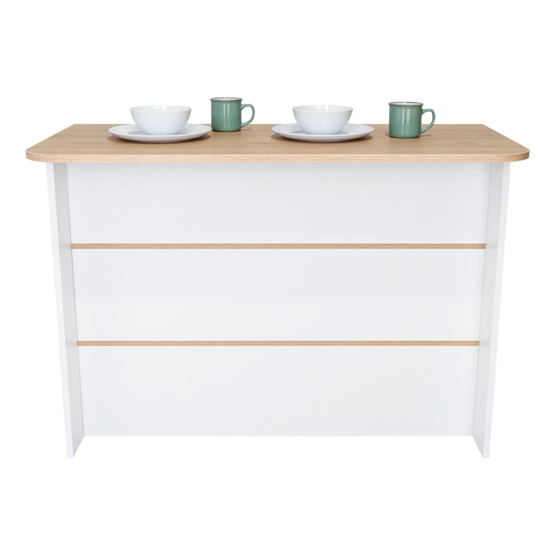 Meesam Crete Kitchen Island Pearl, White/Light Pine