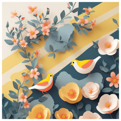 Yellow Birds And Flowers Comforter