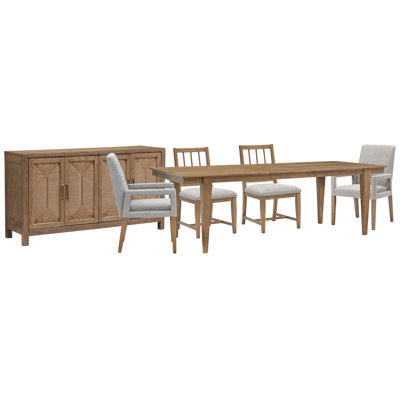 Extendable Rectangular Dining Table With 4 Grey Side Chairs