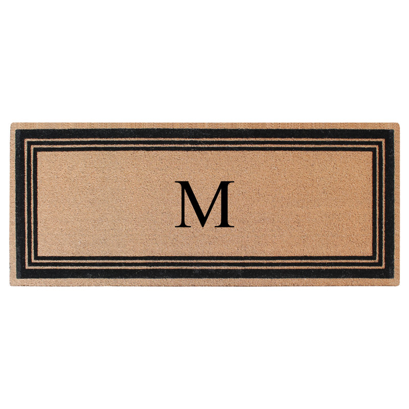Monogrammed Triple Classic Border Natural Coir Door Mat with PVC Backing – Heavy-Duty, Anti-Shed & Easy to Clean, 57" x 24"