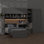 Lit plateforme simple avec bureau intégré, tiroirs de rangement, armoires et placard, lit plateforme tout compris en bois avec éclairage DEL