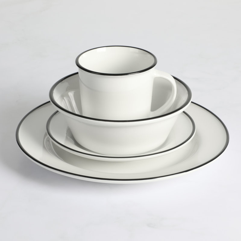 Martha Stewart Cliffield 16 Piece Dinnerware Set, Black;White
