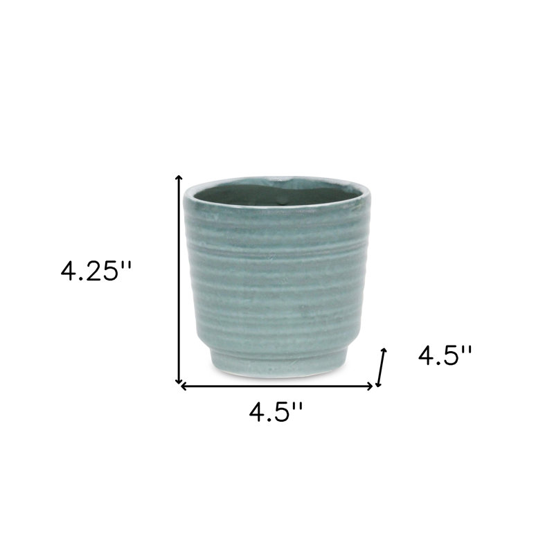 Pot à fleurs rond en céramique vert patiné 23 oz