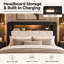 Structure de lit plateforme grand, cadre d'aspect bois noir avec velours doux, système de support à lattes en bois robuste, facile à assembler, aucun sommier requis, mobilier de chambre de luxe