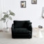 Salon moderne: 5 sièges, chenille noire, structure, tissu respirant, combinaison de la zone 3 et chaises d'appoint, base en bois massif, ultra-confortable