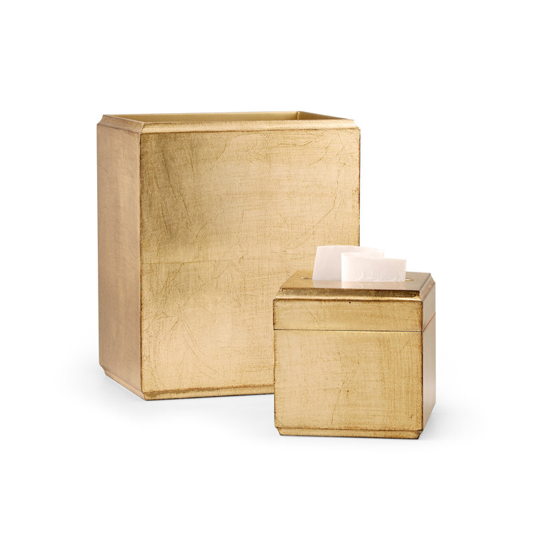 York Tissue Box Cover, Antique Gold