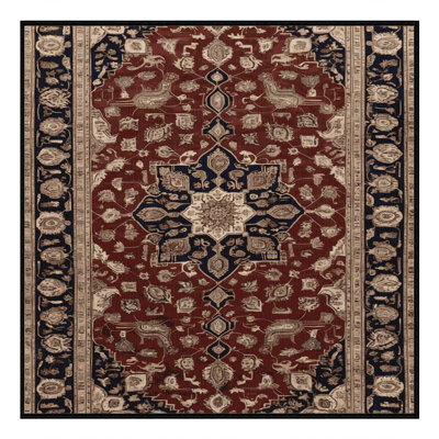 Tapis persan noir lavable à la machine