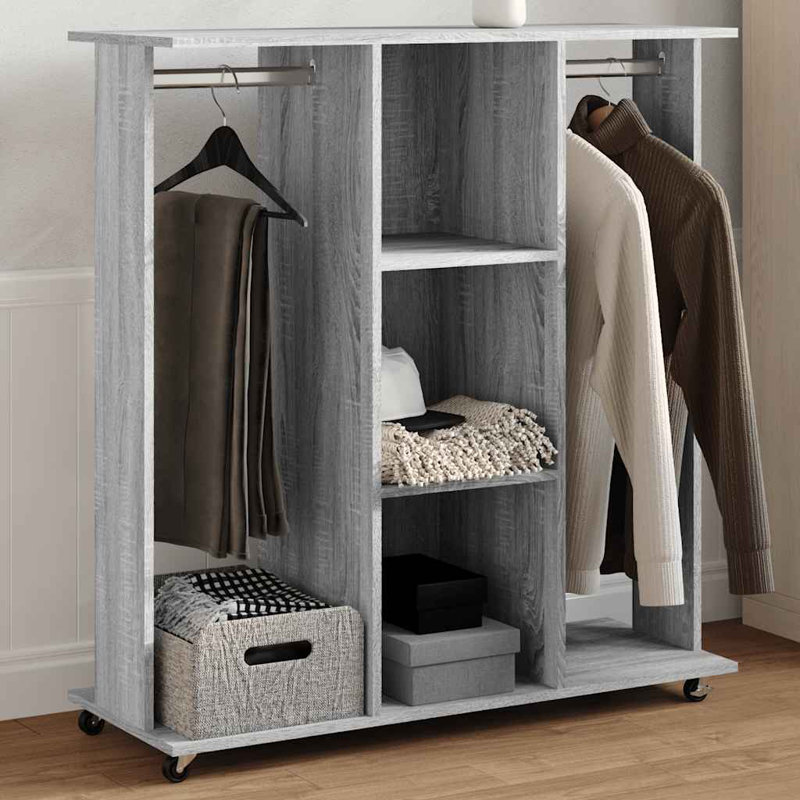 Wardrobe With Wheels 102X38x110 Cm Engineered Wood, Grey Sonoma
