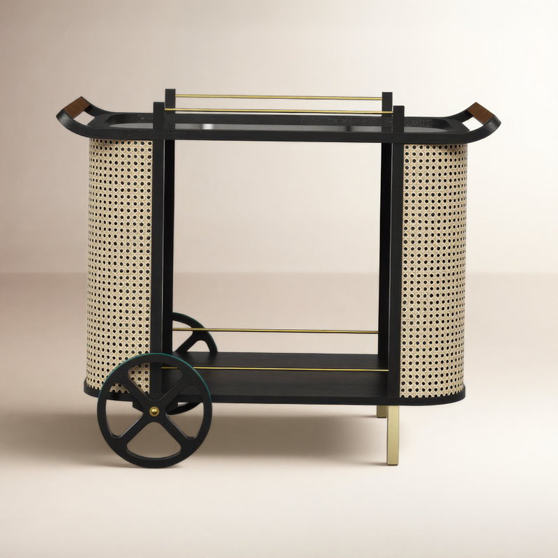 Modern Brazilian Dinda Bar Cart, Black