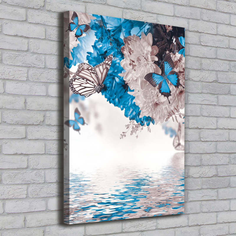 Flowers And Butterflies - Wrapped Canvas Print