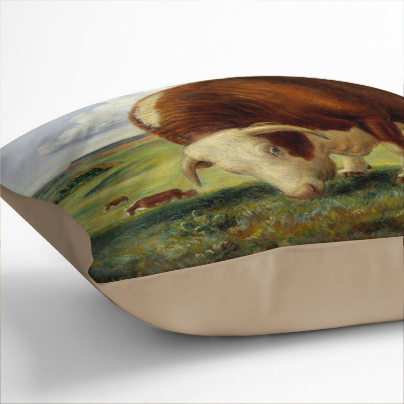 Ajax Bull Cow Scatter Cushion, Stone, 40cm H x 40cm W x 15cm D