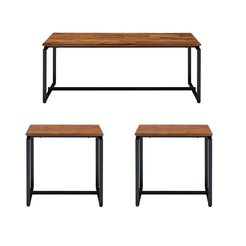 Ensemble de 3 tables basses Aguanga, Chêne, Noir