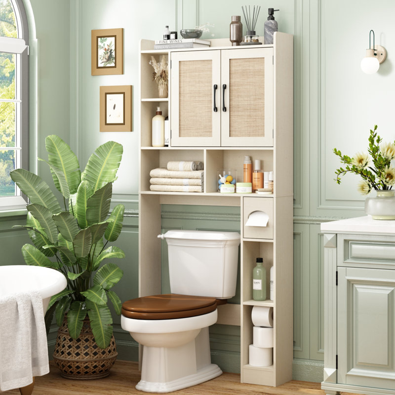 67'' Bathroom Over the Toilet Storage Cabinet with Tissue Box, Antique White